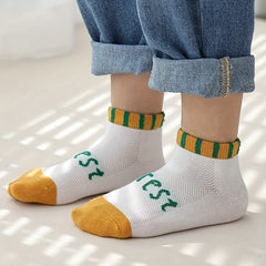 5 Pairs Kids Boat Socks Thin Cotton Breathable Crew Socks Boys Girls
