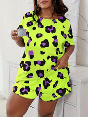 Allover Print Tee & Shorts Pajama Set