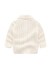 Kids Cable Knit V Neck Cardigan Winter Outwear