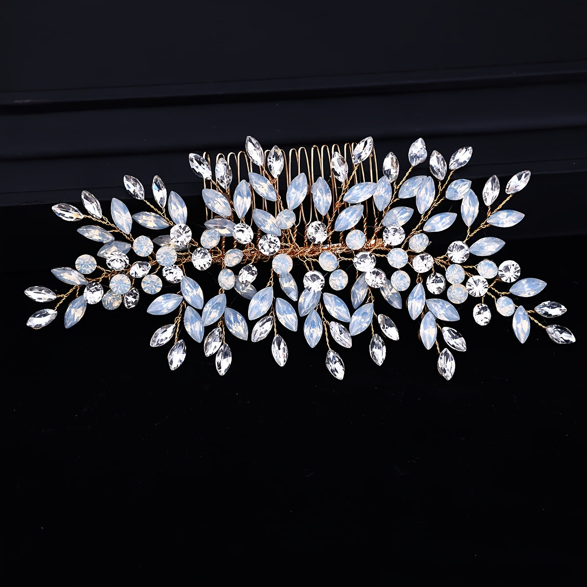Crystal Leaf Bridal Hair Comb Alloy Wedding Accessory
