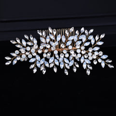Crystal Leaf Bridal Hair Comb Alloy Wedding Accessory