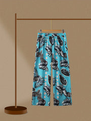 Tropical Print High Rise Wide Leg Trousers