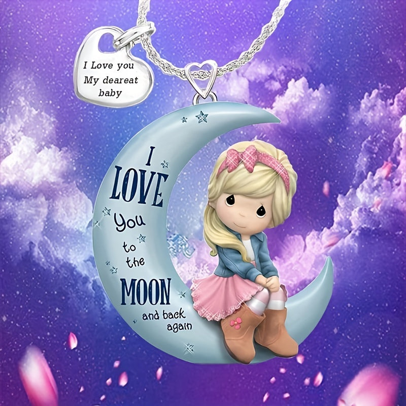 Moon Girl Pendant Alloy Necklace Decorative Accessories Gift