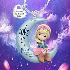 Moon Girl Pendant Alloy Necklace Decorative Accessories Gift