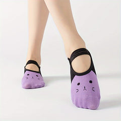Women's Non-slip Lace Up Yoga Socks Breathable Dance Training Socks