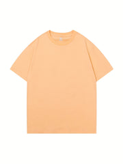 Boys Plain Cotton T Shirt Crew Neck Short Sleeve Top Summer