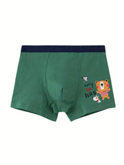 4pcs Boys Cartoon Elephant Bear Boxer Briefs Soft Comfortable Underwear