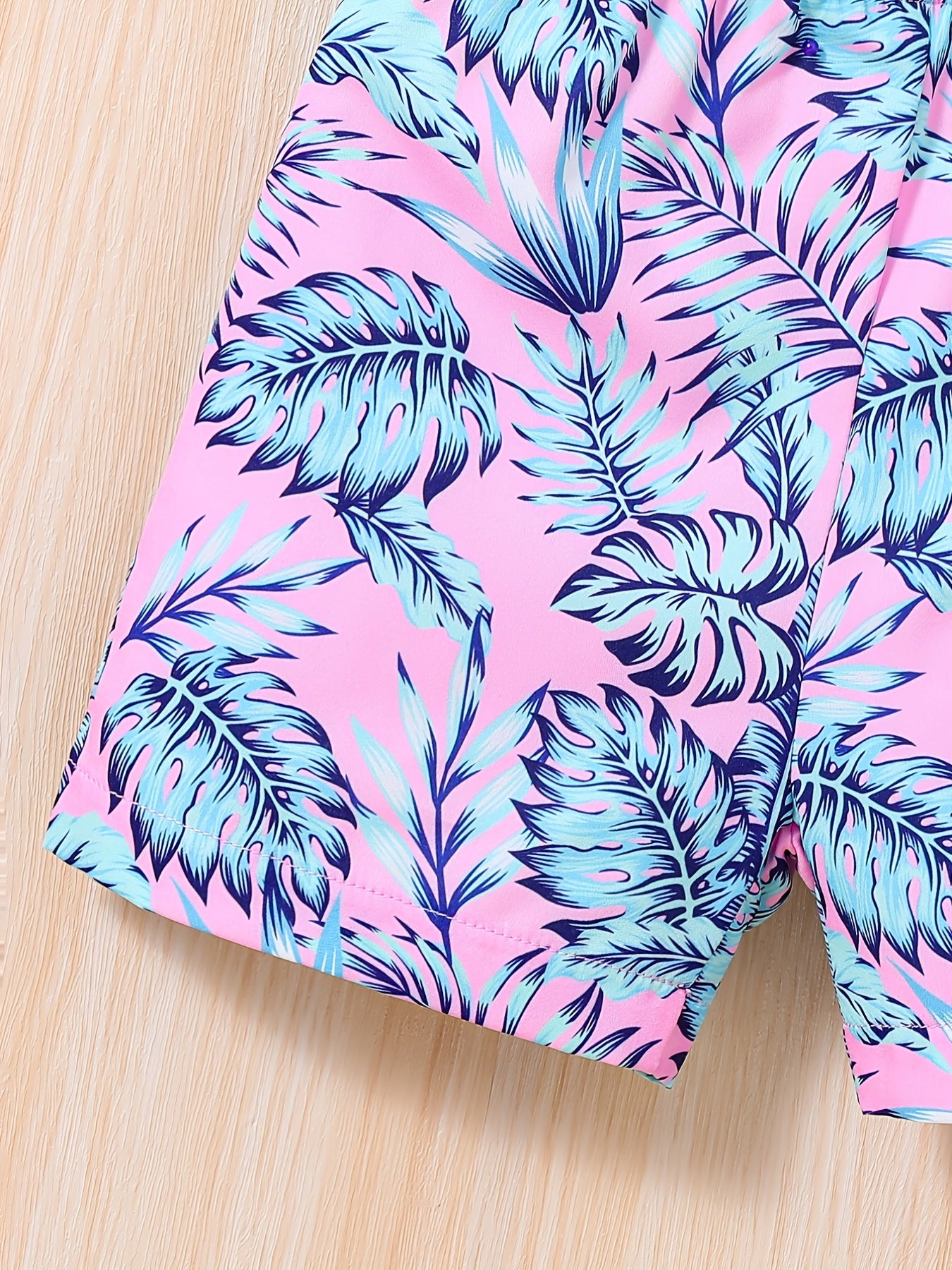 2pcs Baby Boys Coconut Trees & Leaf Print T shirt & Shorts Summer Clothes Sets