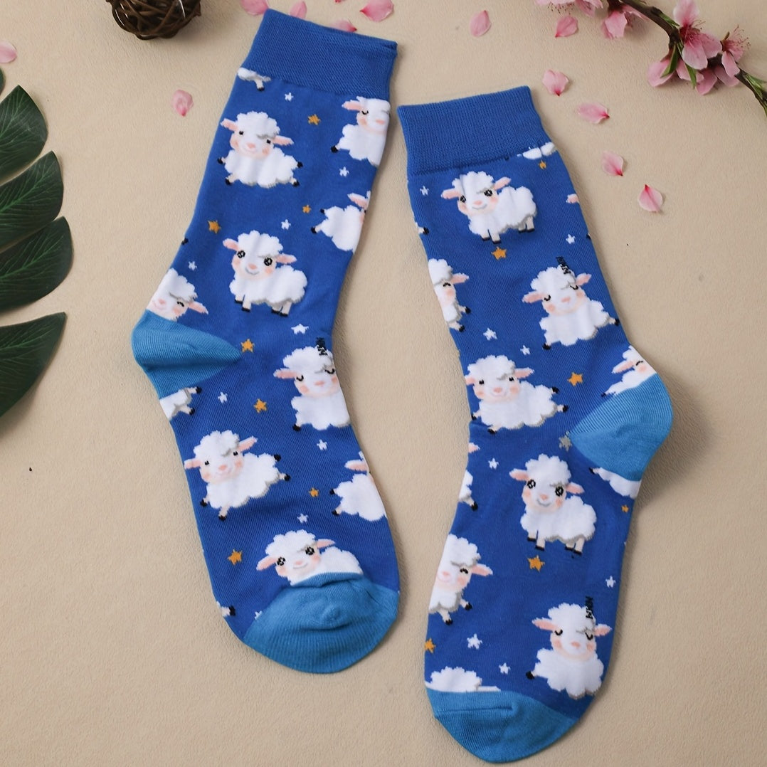 Cartoon Sheep Print Socks Women's Stockings