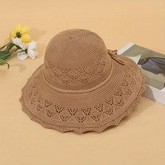 Hollow Out Crochet Bucket Hat Wide Brim Thin Breathable Basin Hat