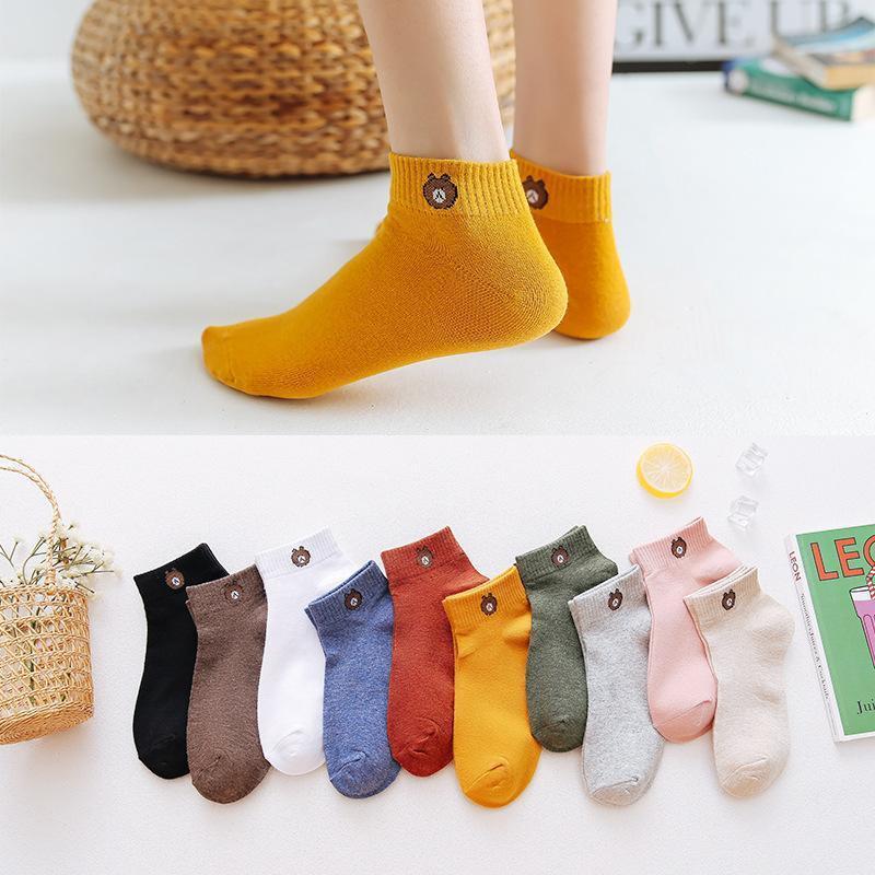 10 Pairs Teddy Bear Ankle Socks Low Cut Women's Stockings Hosiery