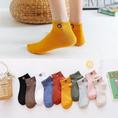 10 Pairs Teddy Bear Ankle Socks Low Cut Women's Stockings Hosiery