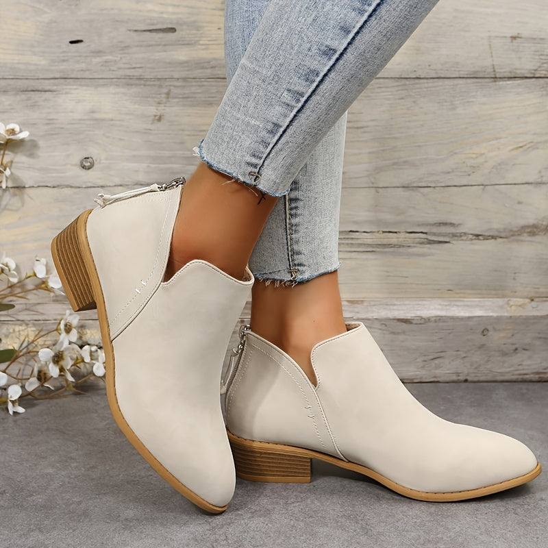 Women's Chunky Heel Ankle Boots Pointed Toe Low Heel Booties