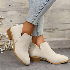 Women's Chunky Heel Ankle Boots Pointed Toe Low Heel Booties