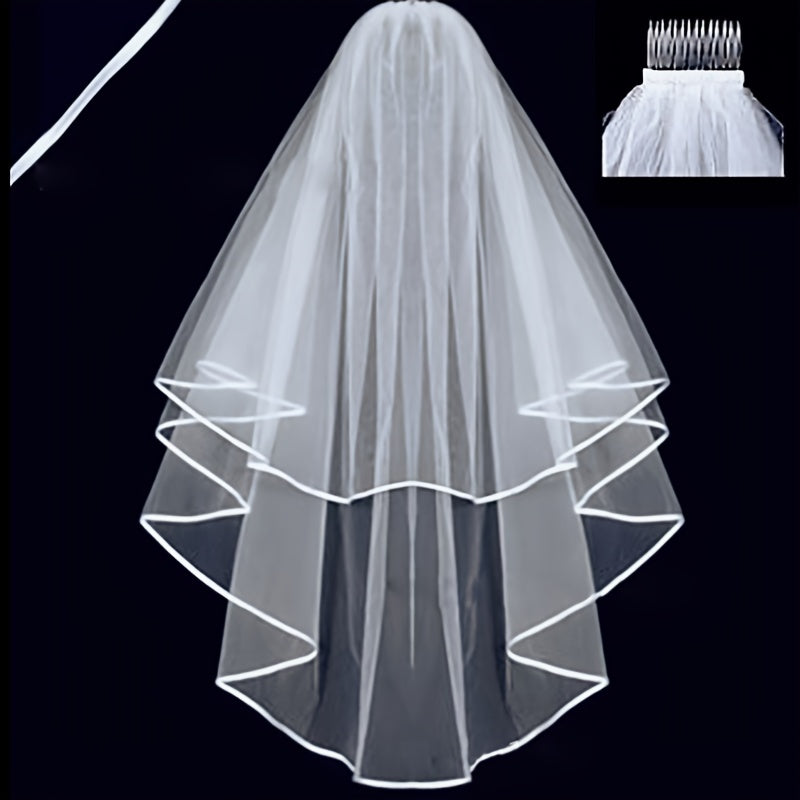 Wedding Veil With Hair Comb Bridal Headwear Non Slip Hair Accessory