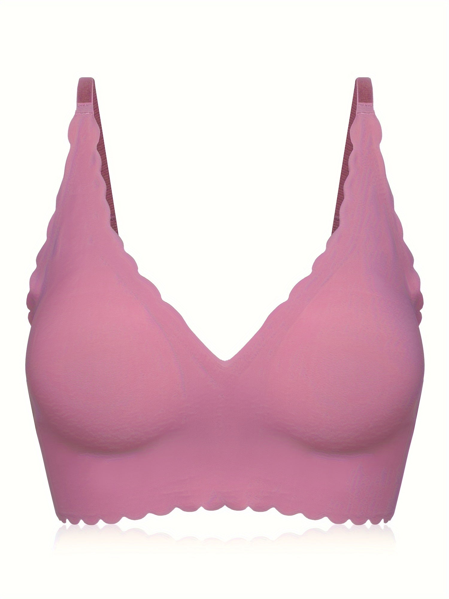Scallop Trim Wireless Bra Skin-Friendly Seamless Lingerie