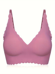 Scallop Trim Wireless Bra Skin-Friendly Seamless Lingerie