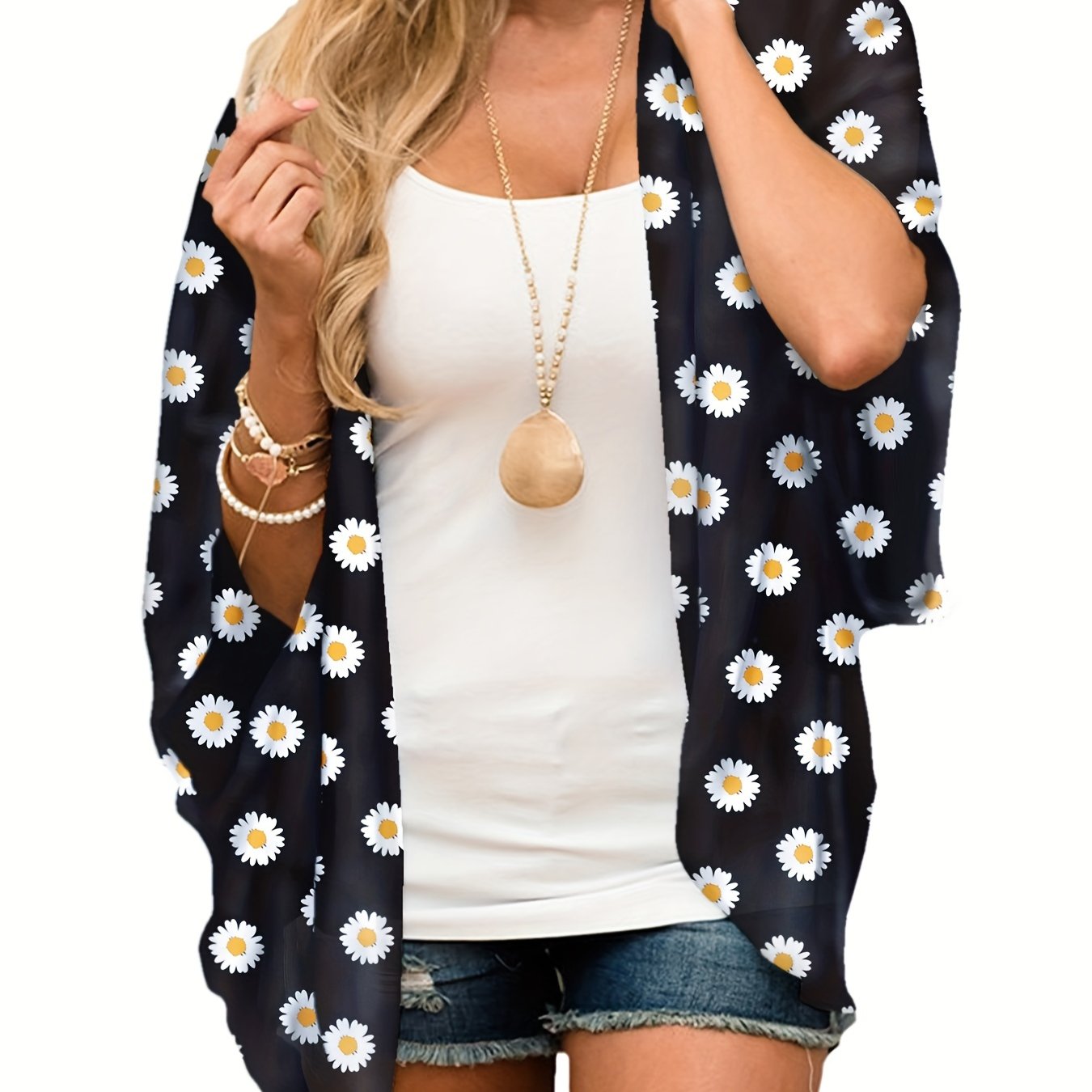 Women's Floral Print Open Front Cardigan