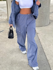 Elastic Waist Casual Sporty Cargo Pants Women's Activewear