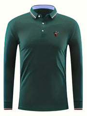 Skull Print Men's Lightweight Long Sleeve Polo
