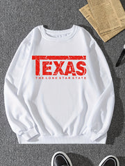 Texas Print Sweatshirt Men's Casual Pullover Sweatshirt For Spring Fall