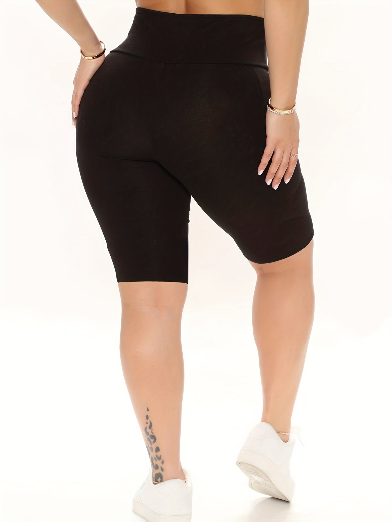 Women's Plus Cat & Letter Print High Rise Biker Shorts