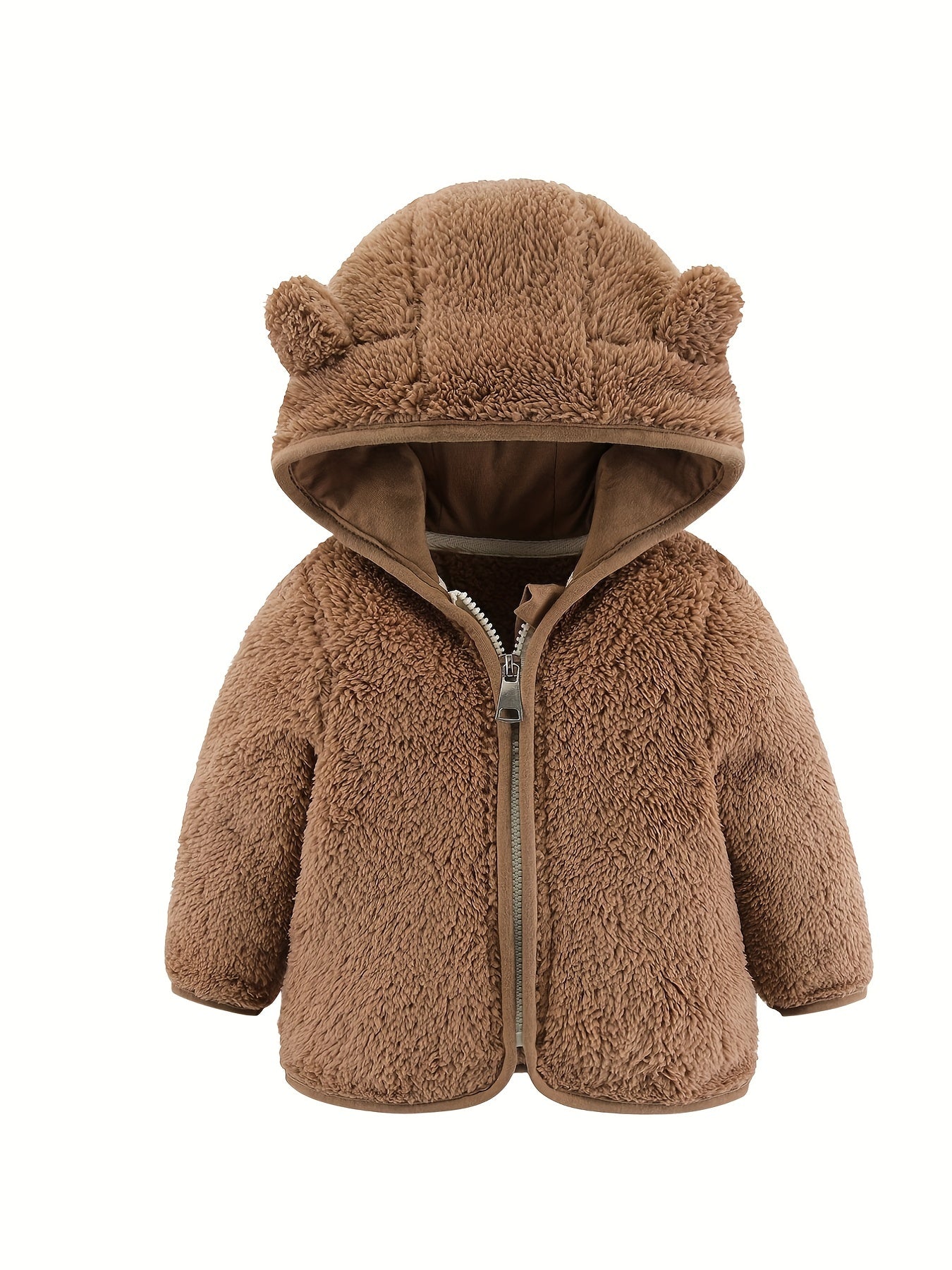Bear Ear Hoodie Toddler Fleece Jacket Zip Up Teddy Coat