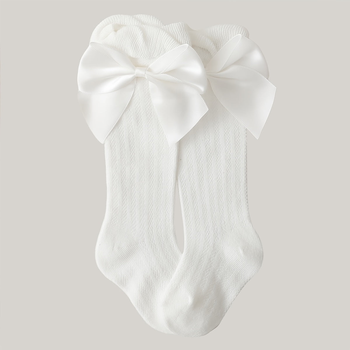 Girls Bowknot Decor Plain Cotton Socks