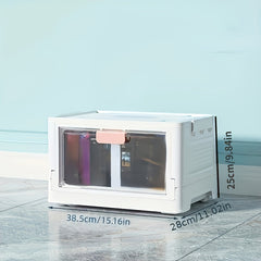 Large Capacity Clear Storage Bin With Wheels, Foldable Luggage Box