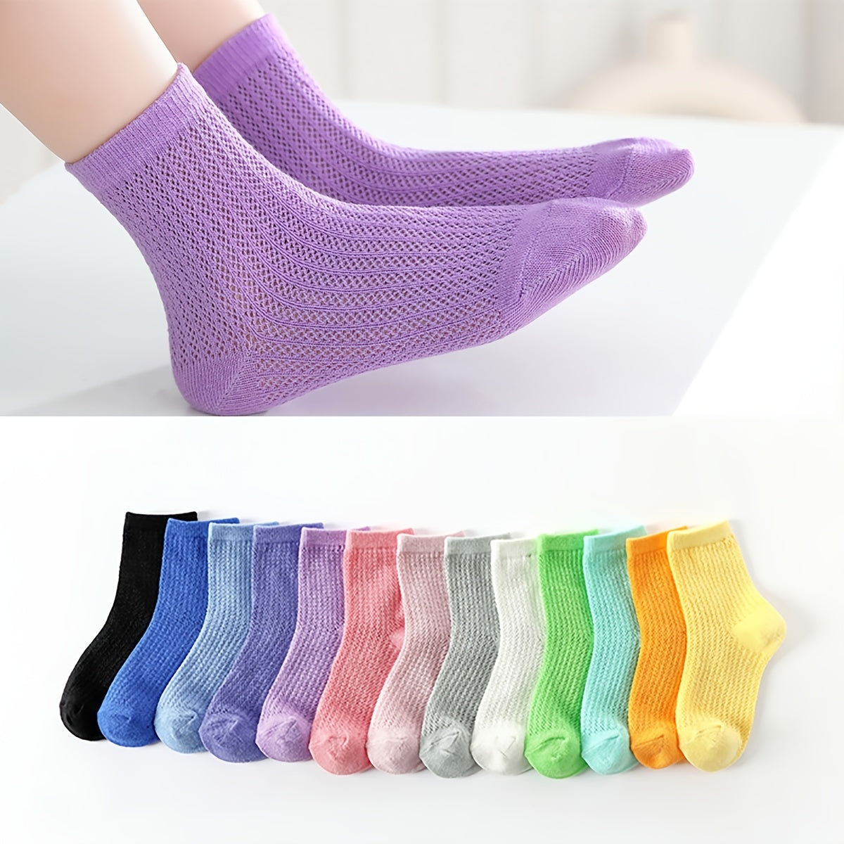 Kids Candy Socks - Thin Mesh Breathable Crew Socks - Summer Children's Socks