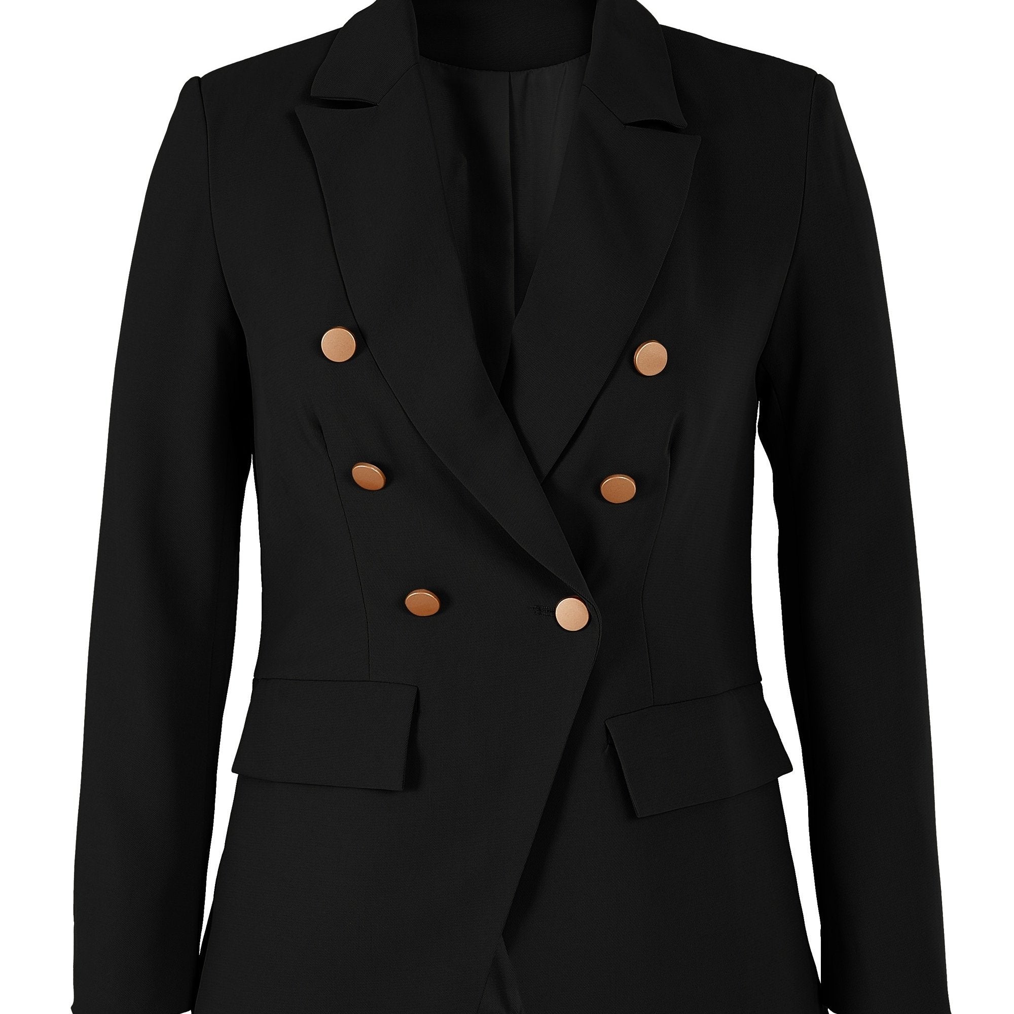 Women's Slim Fit Double Breasted Blazer Solid Button Coat