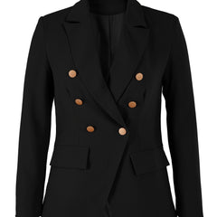 Women's Slim Fit Double Breasted Blazer Solid Button Coat