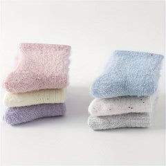 6 Pairs Fuzzy Crew Socks Women's Stockings & Hosiery