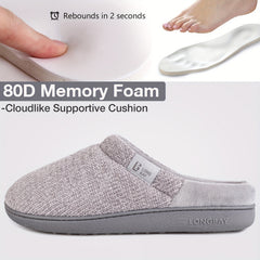 Women's Plush Lined Slippers Comfortable Closed Toe Slip On Shoes