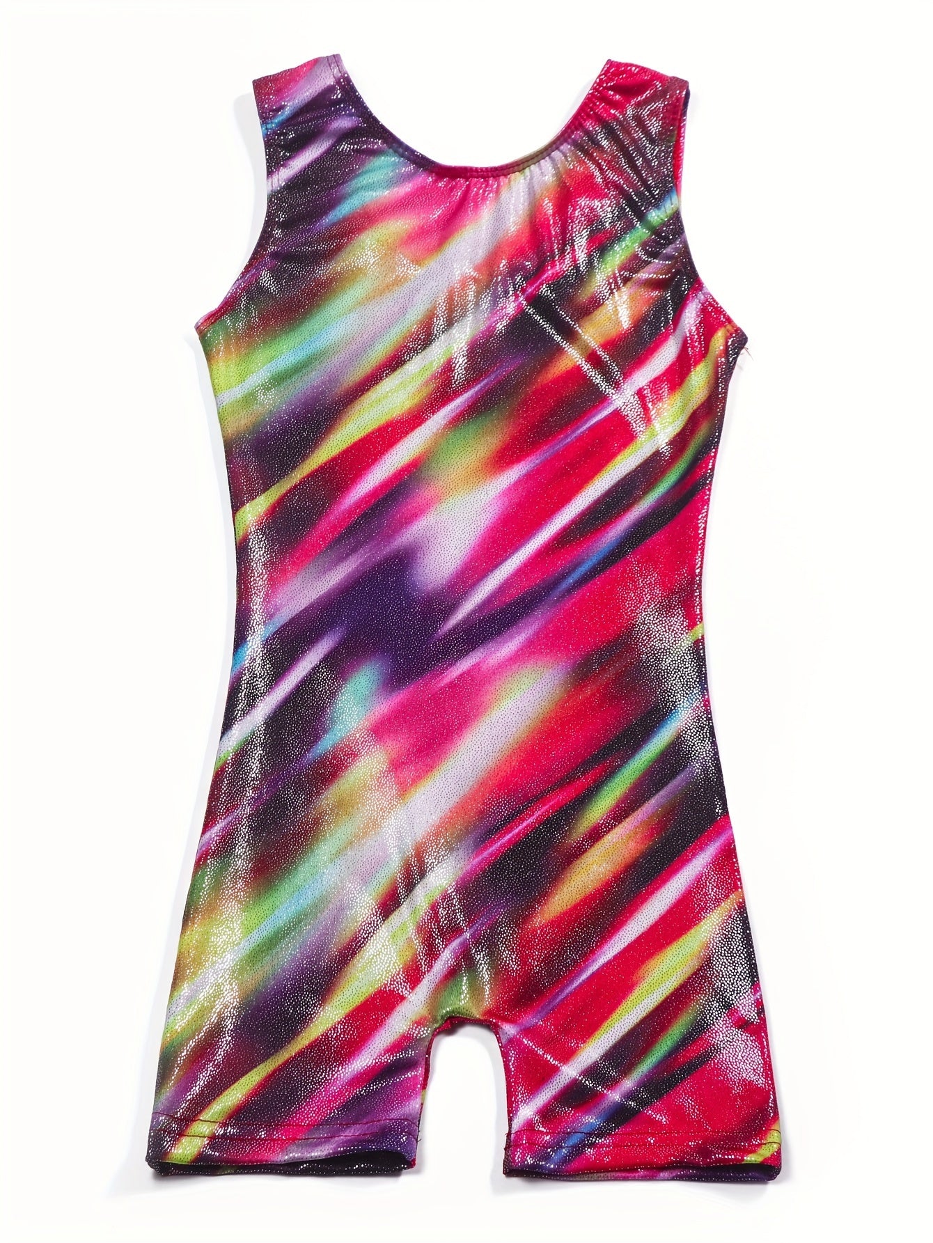 Girls Tie Dye Dancing Suit Stretchy Jumpsuit Romper Gymnastics Practice