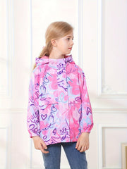 Girls Warm Fleece Waterproof Hooded Jacket Lightweight Outerwear for Outdoor