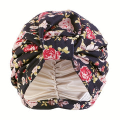 Pleated Boho Turban Cap Leopard Print Beanie Flower Elastic Skull