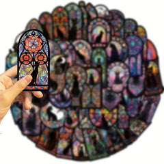 50pc Gothic Cat Stickers for Water Bottle Car Cup Guitar