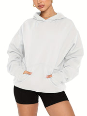 Kangaroo Pocket Hoodie Casual Long Sleeve Sweatshirt Women's Clothing