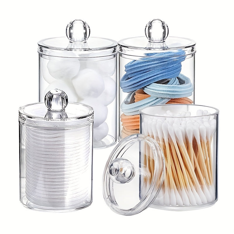 Clear Plastic Swab Holders with Lid Dust-Proof Jars for Vanity Dresser