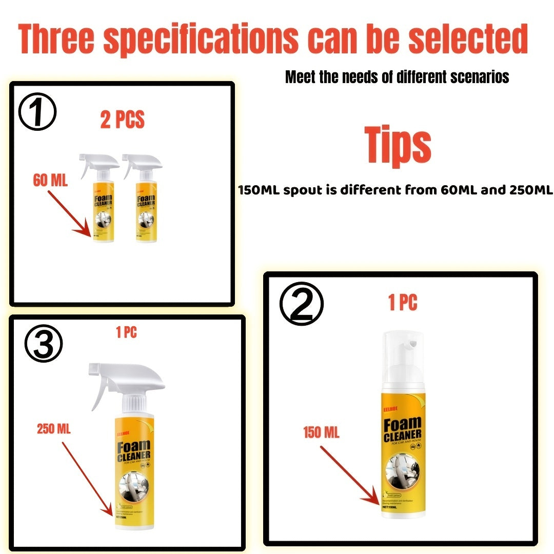 2pcs Foam Cleaner Anti Aging Cleaning for Car Interior Surfaces