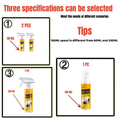 2pcs Foam Cleaner Anti Aging Cleaning for Car Interior Surfaces