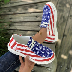 Patriotic Lace Up Boat Shoes for Women - Stylish and Comfortable