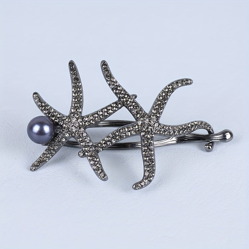 Artificial Diamond Starfish Twist Hair Clip for Girls