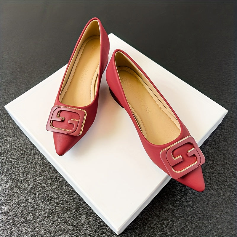Metallic Slip On Point Toe Low Heel Shoes