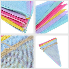 12 Multicolor Pennant Banner Linen Birthday Party Grand