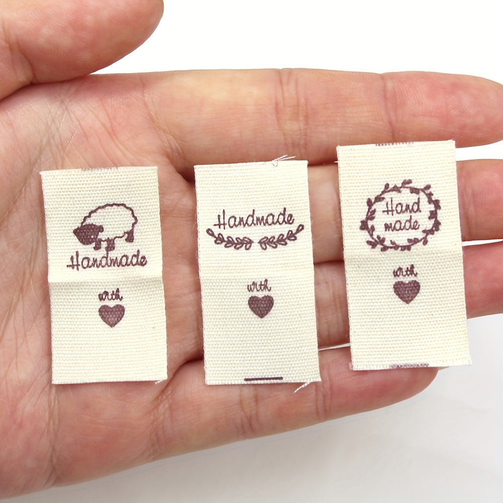 50pcs Cloth Label Folding Label Sheep Love Pattern Knitted Hat Stitched Label