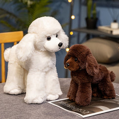 FLUFIHOOD Adorable Poodle Plush Toy Brown Soft Stuffed Animal Realistic Dog Pupp