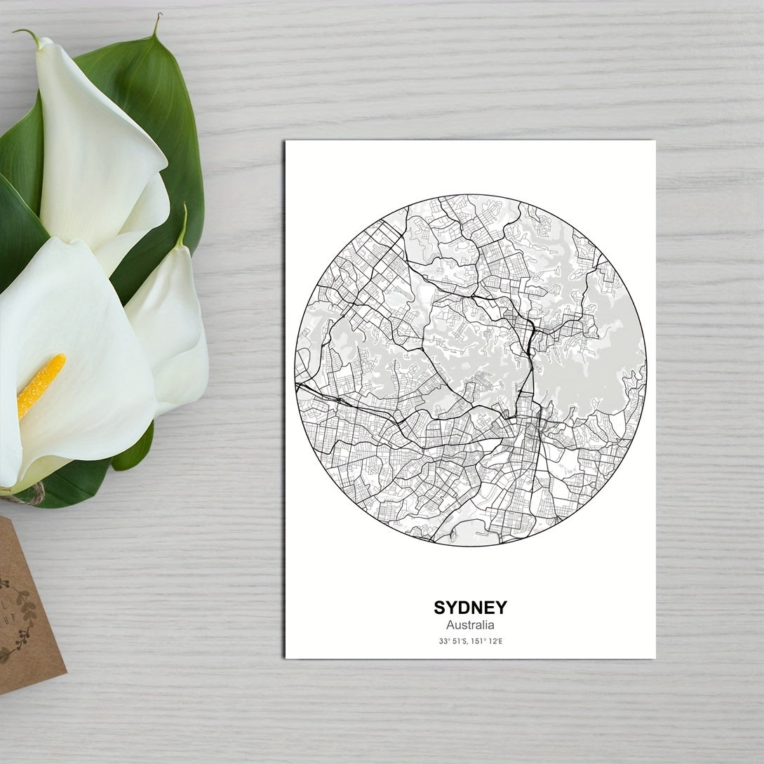 Large Cities Circle Maps Stickers for Children - Set of 1