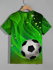 3D Print Boy's Soccer T-shirt Breathable Summer Top